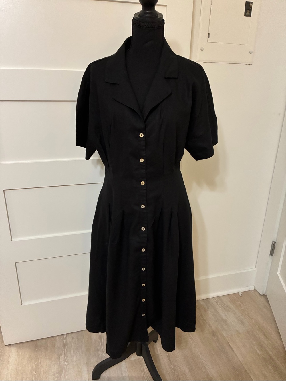 Classic Black Button-Front Women's Dress